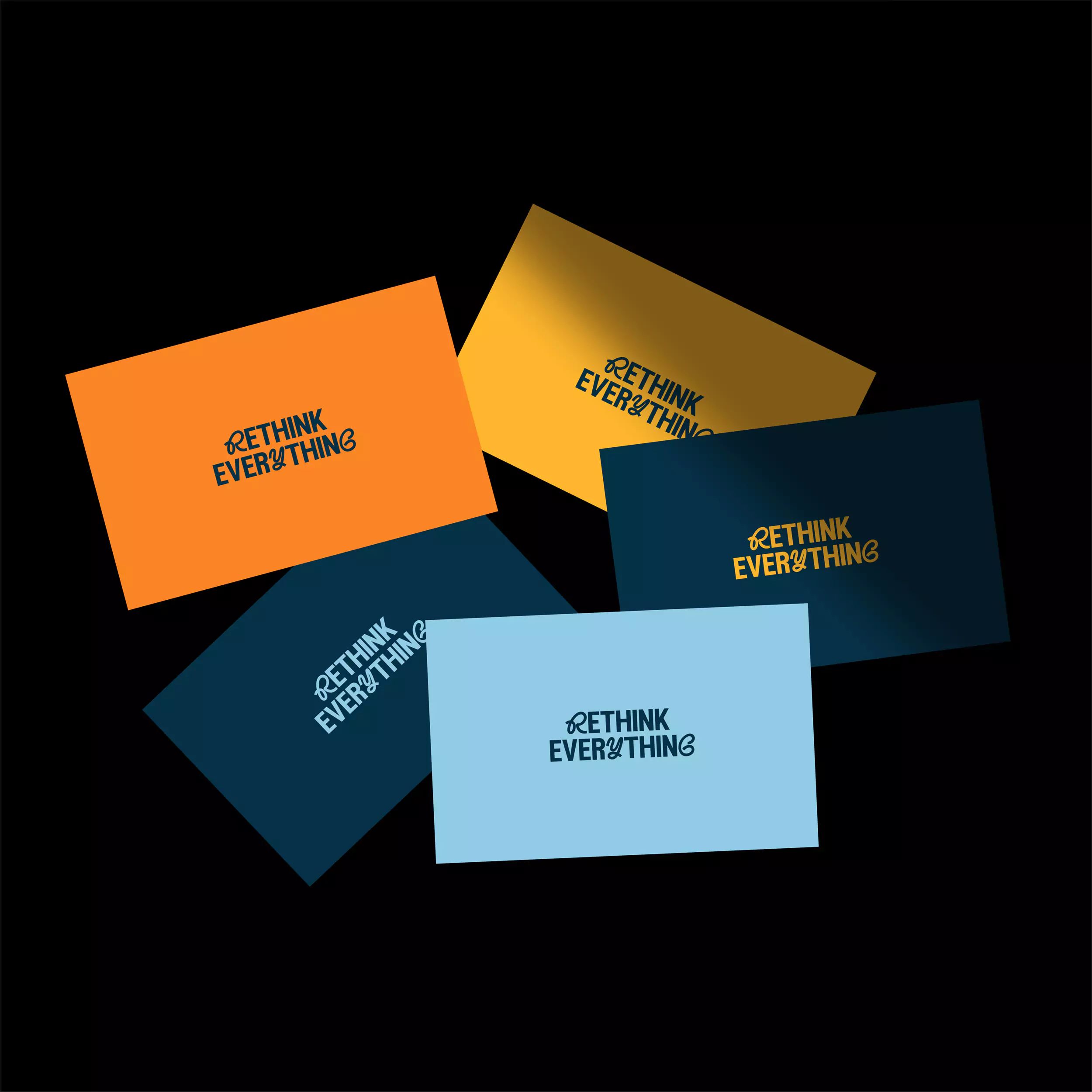 Visual Identity for Rethink Everything - Colored Business Cards